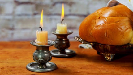 Shabbat Shalom - Traditional Jewish ritual challah bread,